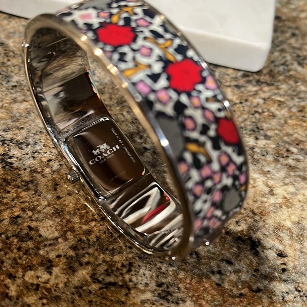 COACH Scout Floral-Print Stainless Steel Bangle Bracelet Watch 18mm - Picture 5 of 6